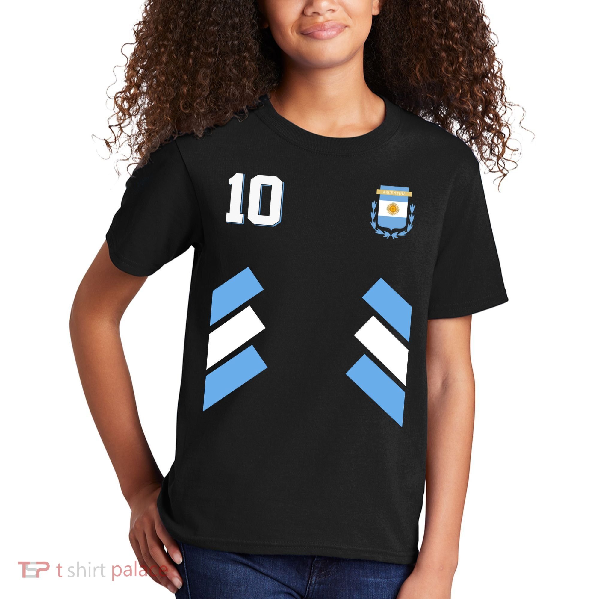 Retro 10 Argentina Jersey Argentinian Soccer Flag Kids T-Shirt