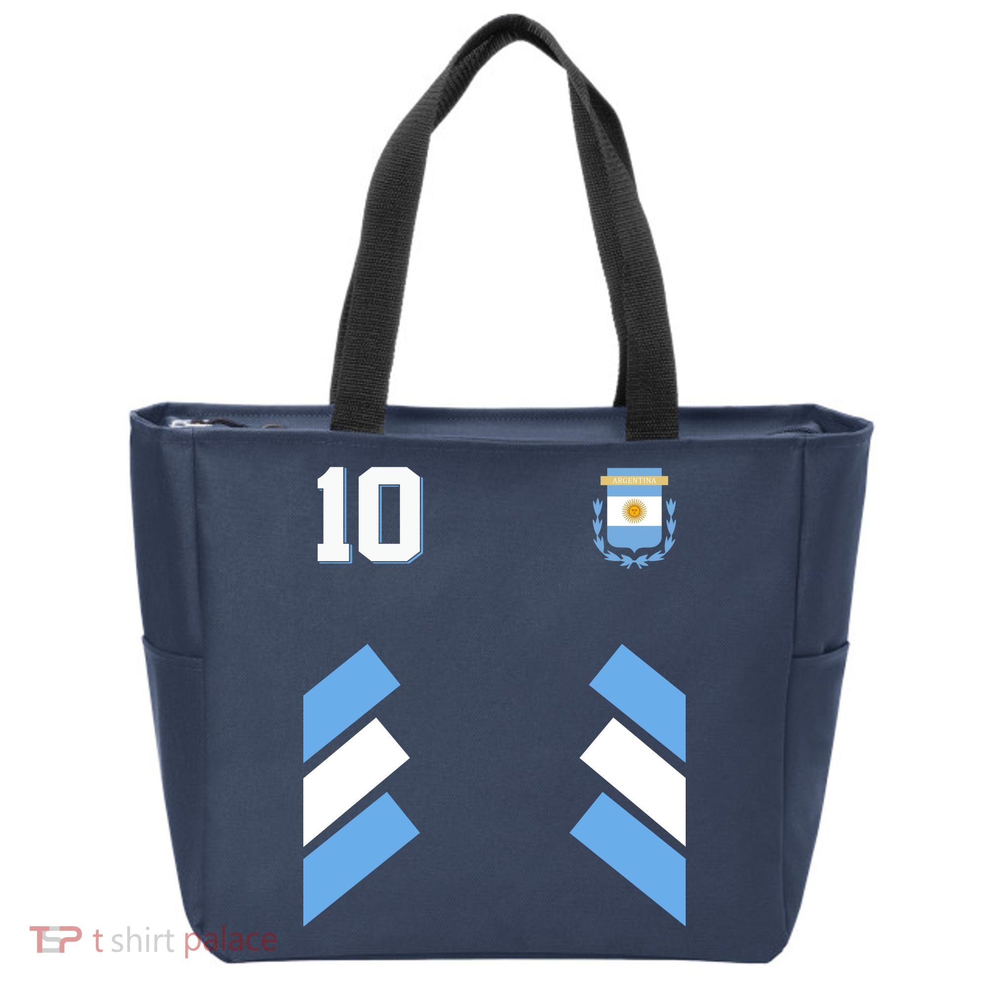 Retro 10 Argentina Jersey Argentinian Soccer Flag Tote Bag