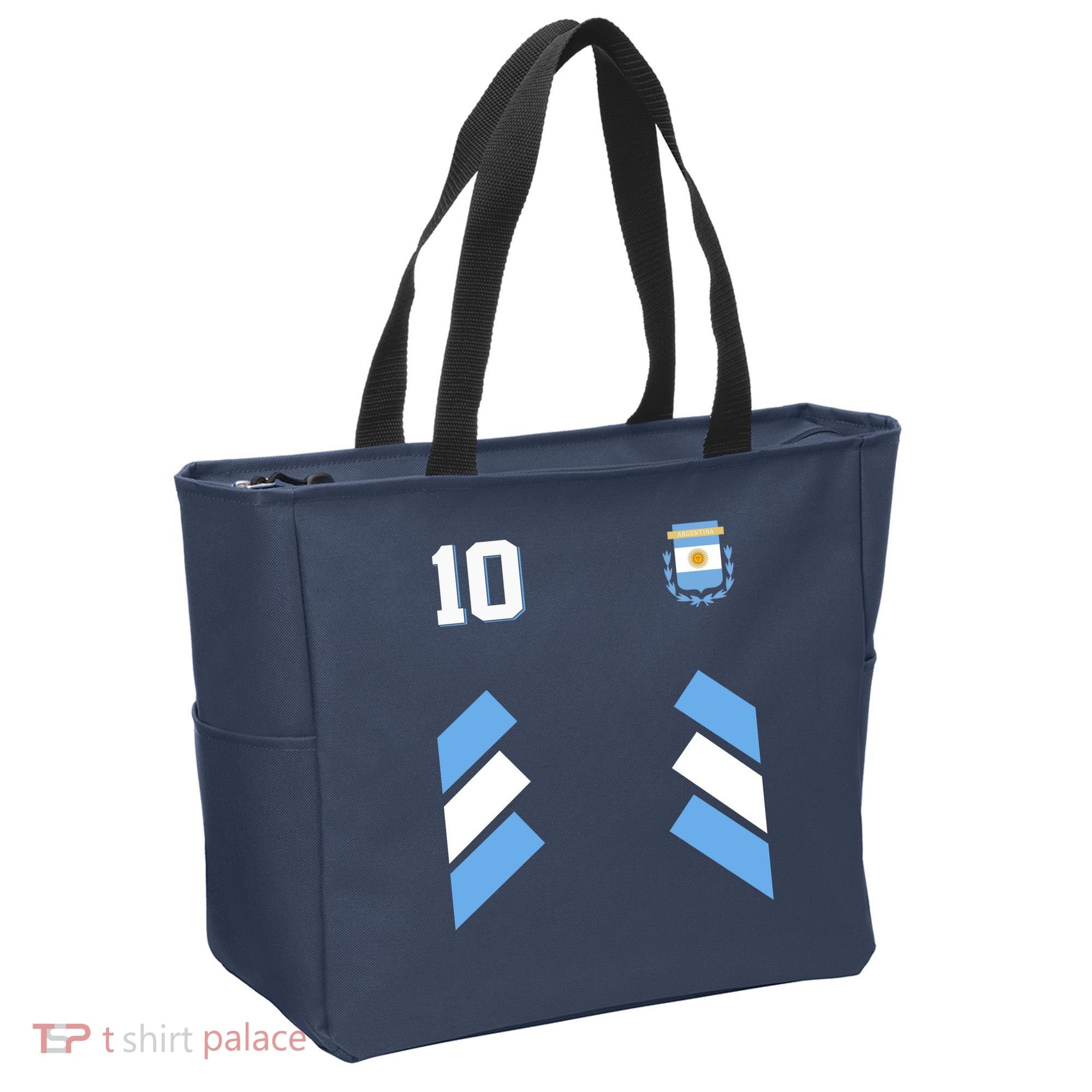 Retro 10 Argentina Jersey Argentinian Soccer Flag Tote Bag