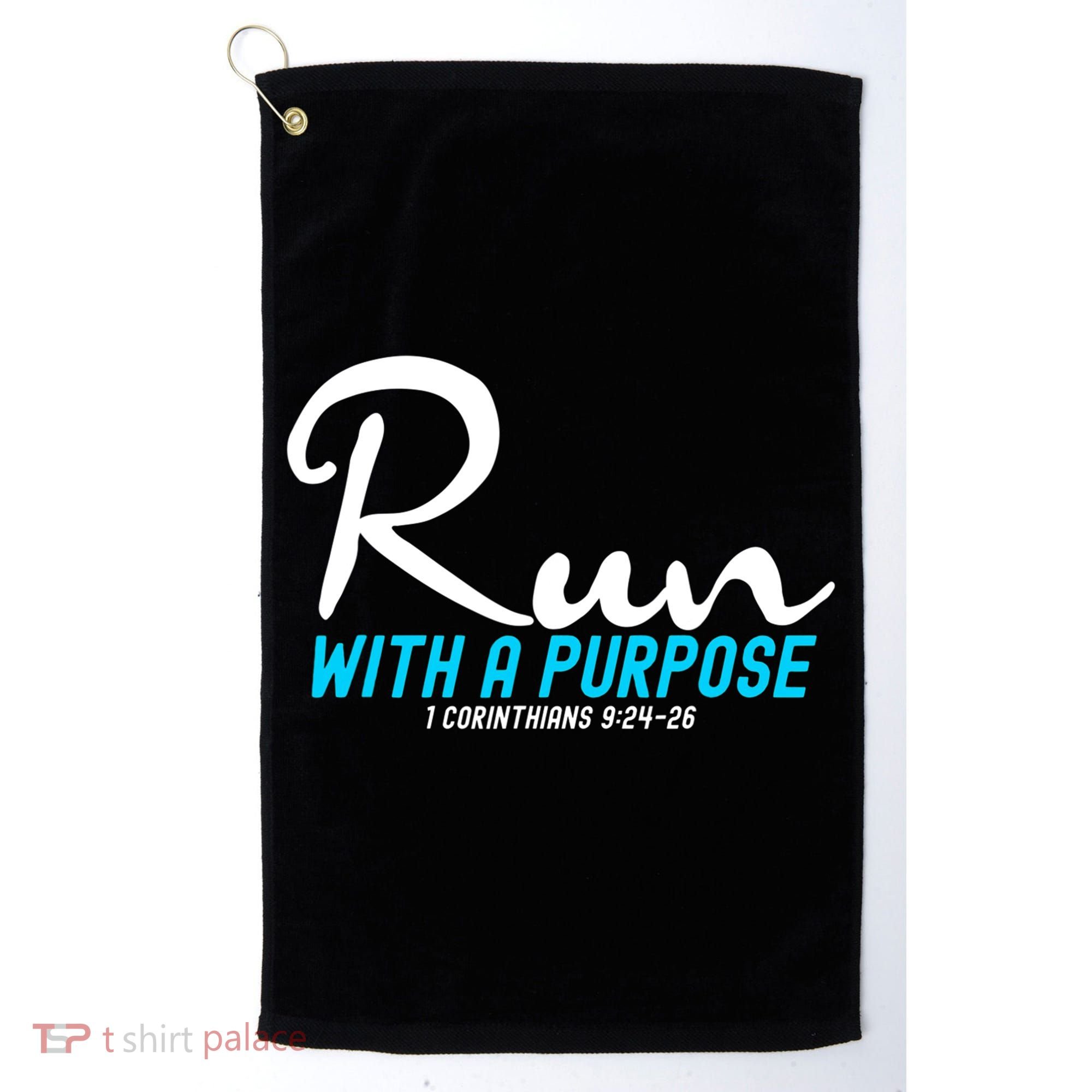 Retro 1 Corinthians 924 26 Run With A Purpose Golf Towel