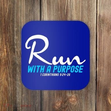 Retro 1 Corinthians 924 26 Run With A Purpose Coaster