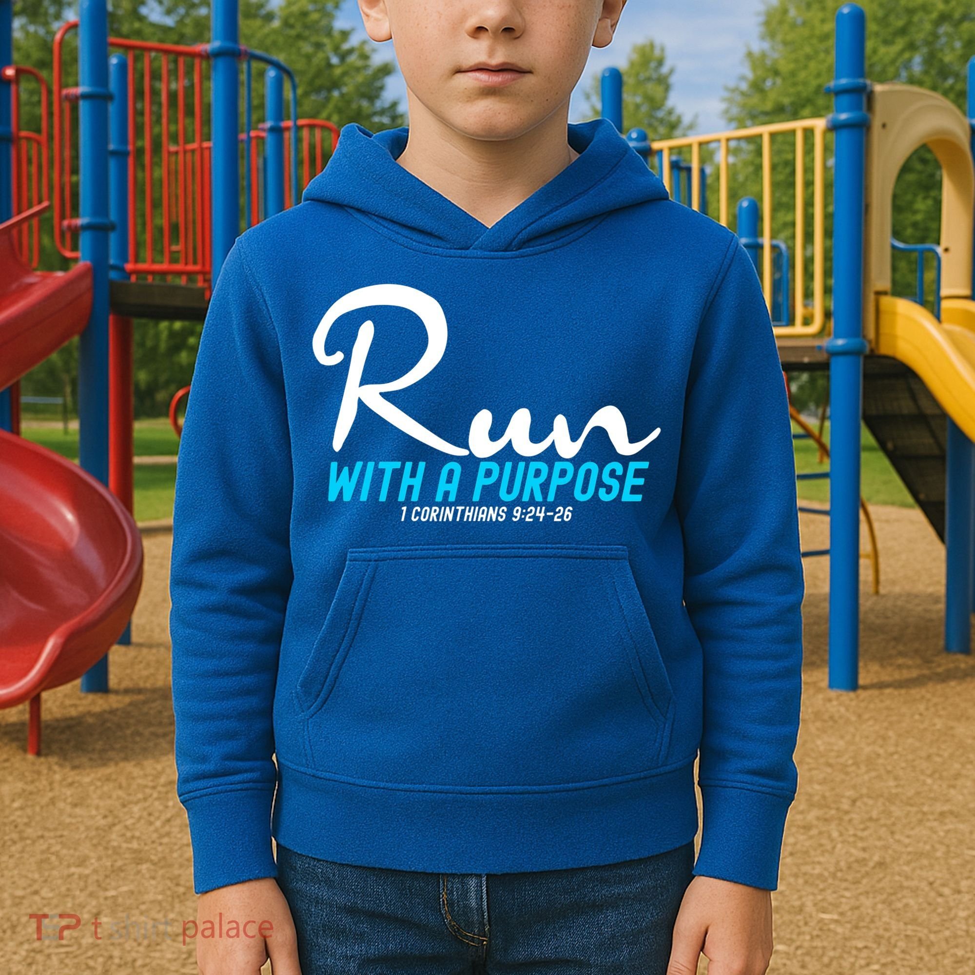Retro 1 Corinthians 924 26 Run With A Purpose Kids Hoodie