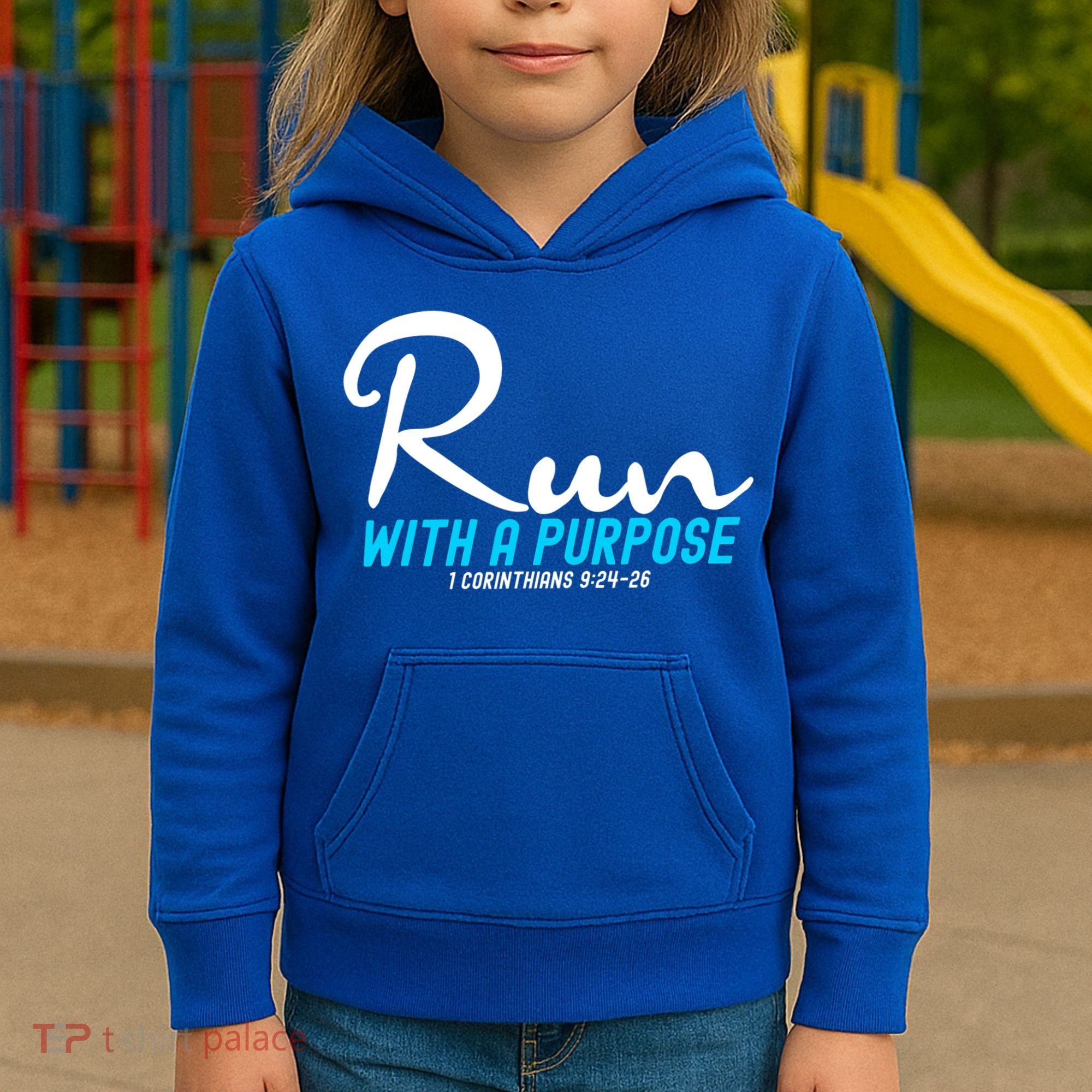 Retro 1 Corinthians 924 26 Run With A Purpose Kids Hoodie