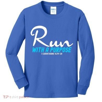 Retro 1 Corinthians 924 26 Run With A Purpose Kids Long Sleeve Shirt