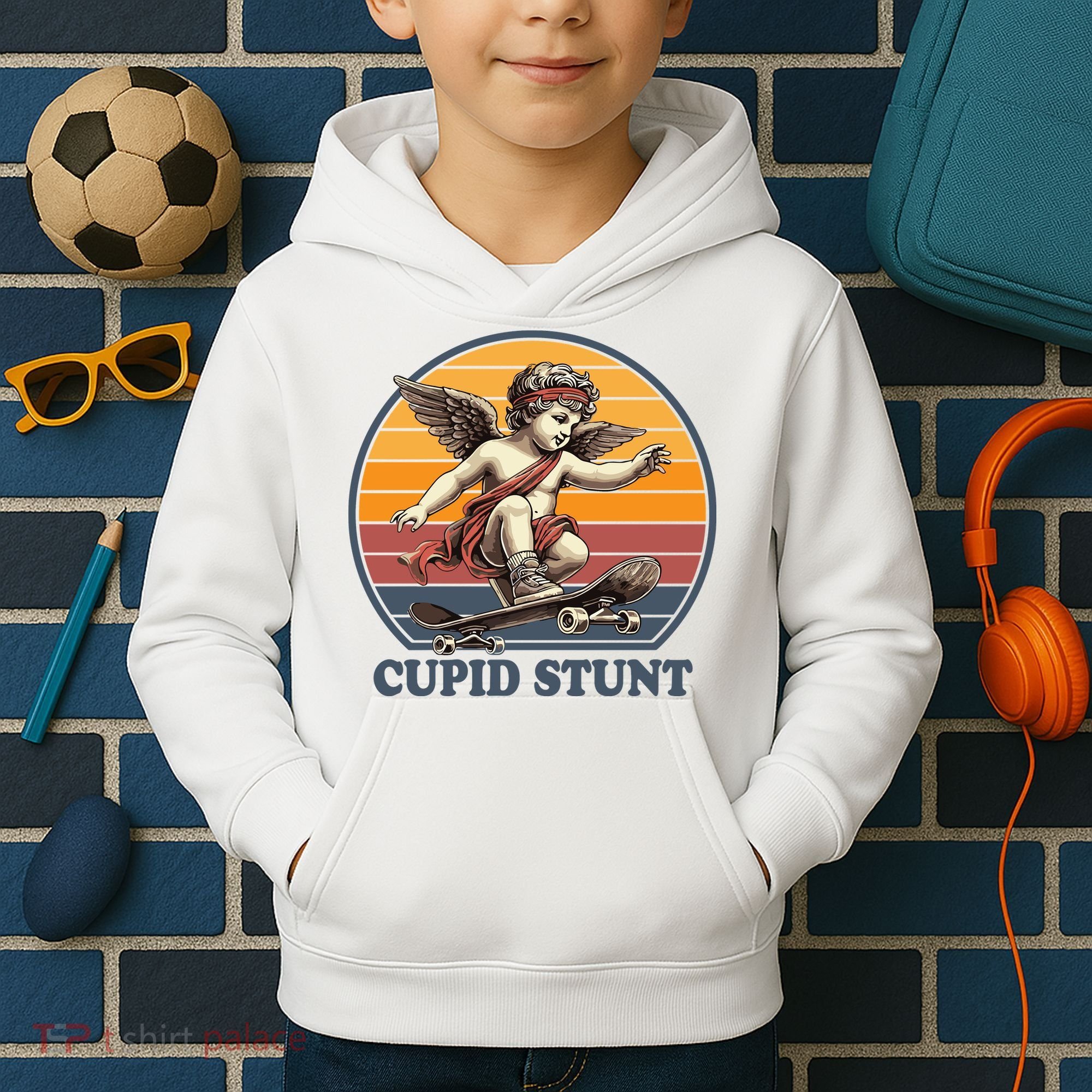 Retro 1970S Cupid Stunt Kids Hoodie