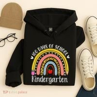 Rainbow 100 Days Of Kindergarten School Teacher Smarter Hoodie thumb 4