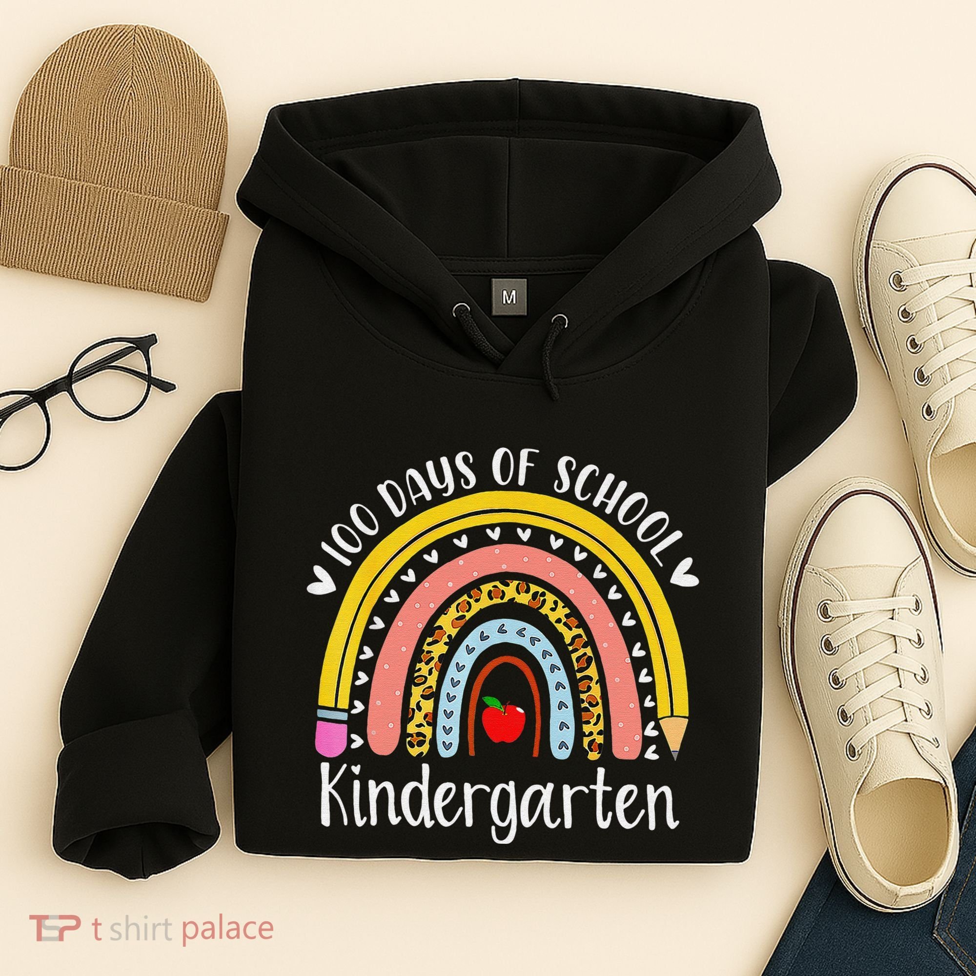 Rainbow 100 Days Of Kindergarten School Teacher Smarter Hoodie