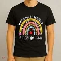 Rainbow 100 Days Of Kindergarten School Teacher Smarter T-Shirt thumb 3