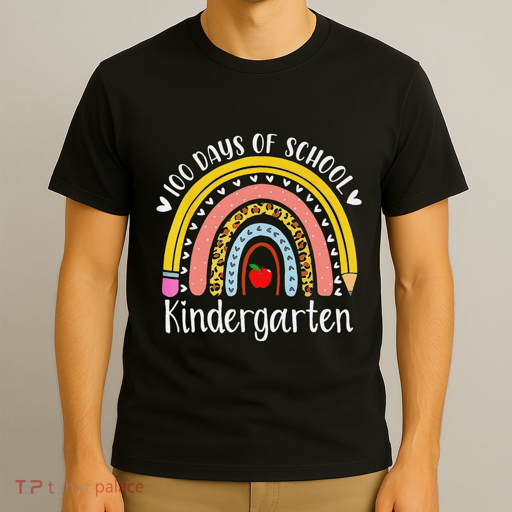 Rainbow 100 Days Of Kindergarten School Teacher Smarter T-Shirt