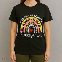 Rainbow 100 Days Of Kindergarten School Teacher Smarter T-Shirt thumb 4