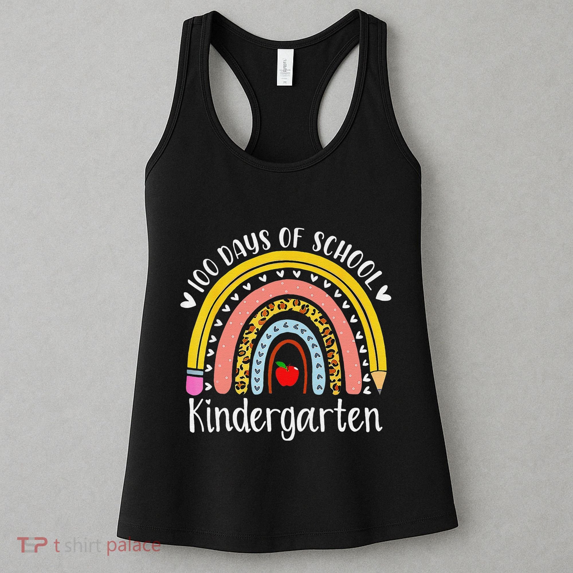 Rainbow 100 Days Of Kindergarten School Teacher Smarter Women's Tank Top