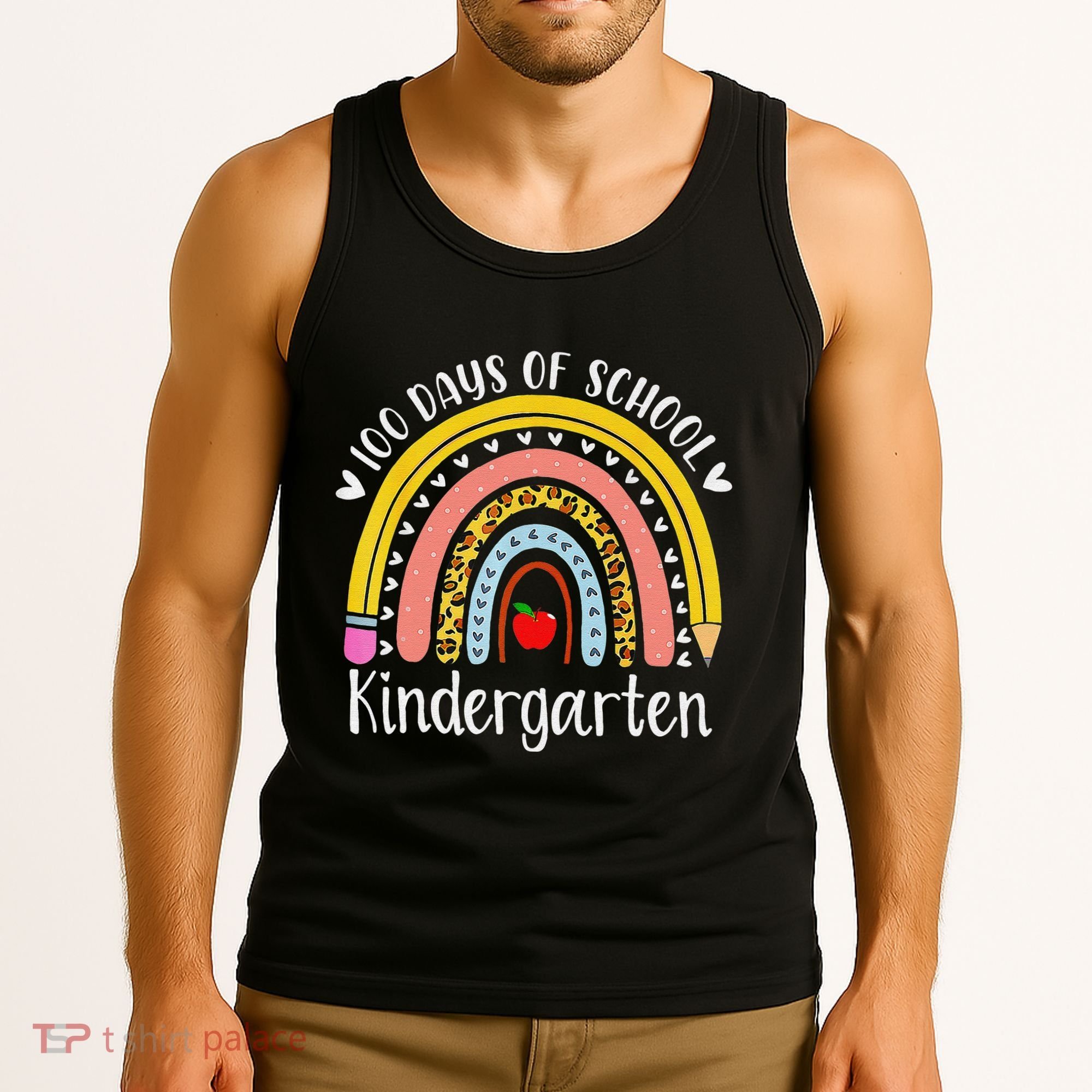 Rainbow 100 Days Of Kindergarten School Teacher Smarter Tank Top