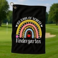 Rainbow 100 Days Of Kindergarten School Teacher Smarter Golf Towel thumb 1