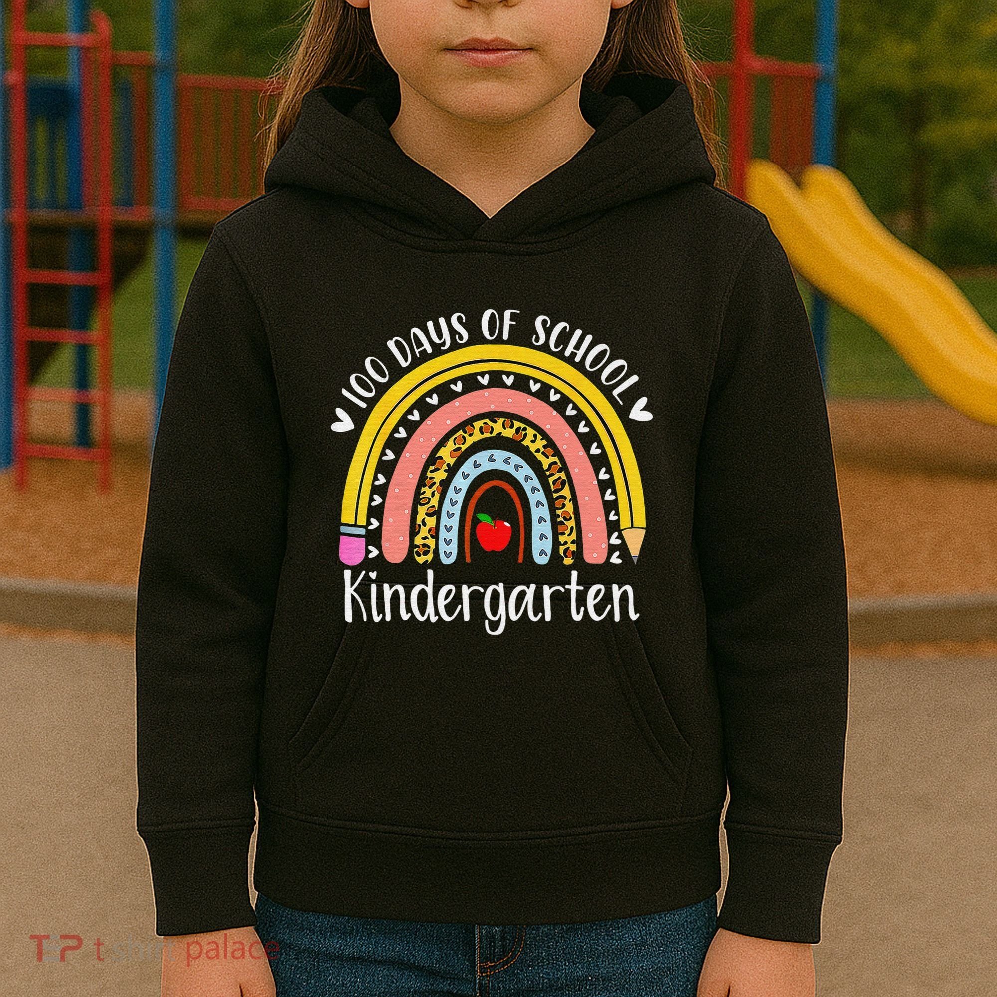 Rainbow 100 Days Of Kindergarten School Teacher Smarter Kids Hoodie