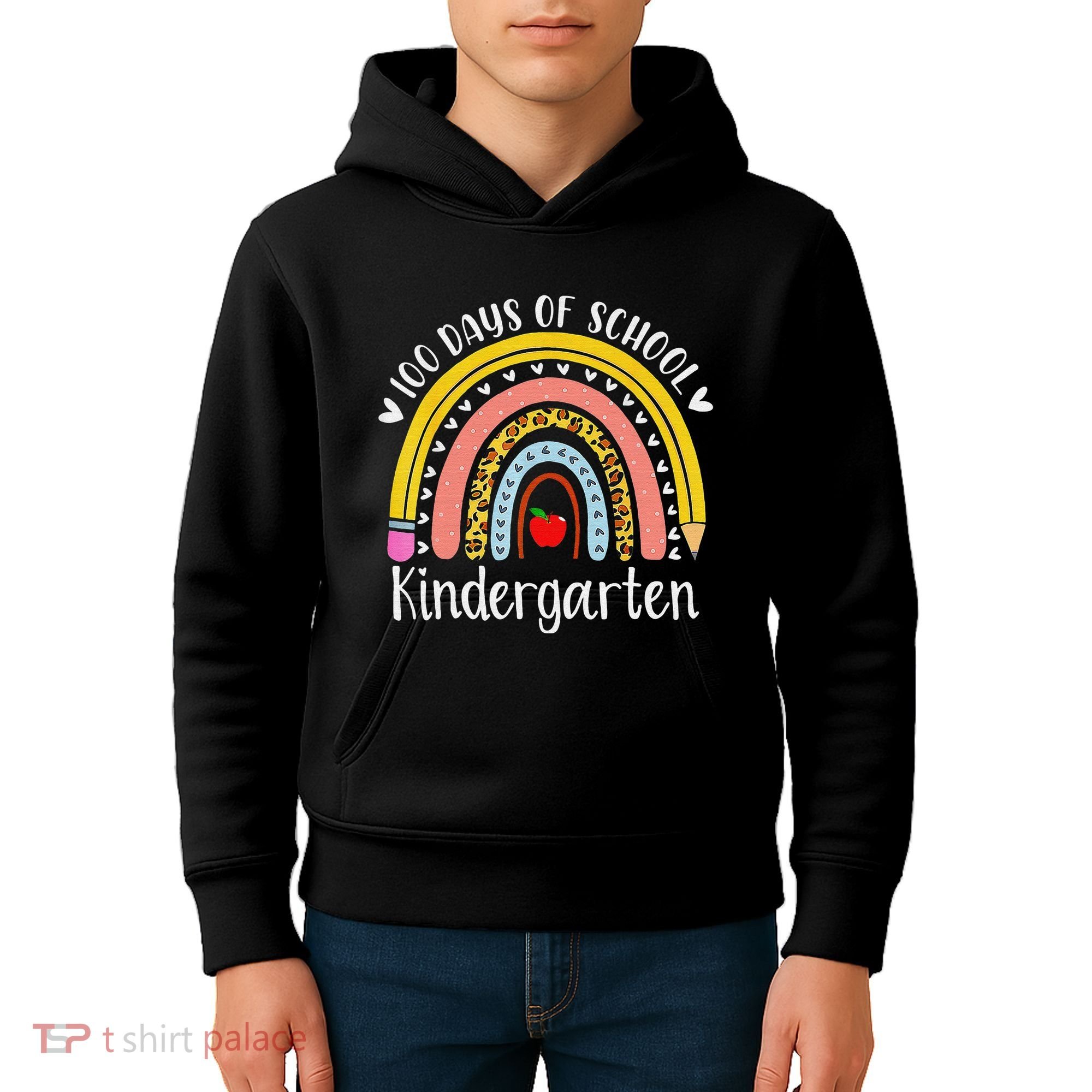 Rainbow 100 Days Of Kindergarten School Teacher Smarter Kids Hoodie