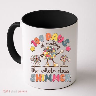 Retro 100 Days Of Making The Whole Class Shimmer Disco Ball Coffee Mug