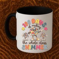 Retro 100 Days Of Making The Whole Class Shimmer Disco Ball Coffee Mug thumb 2