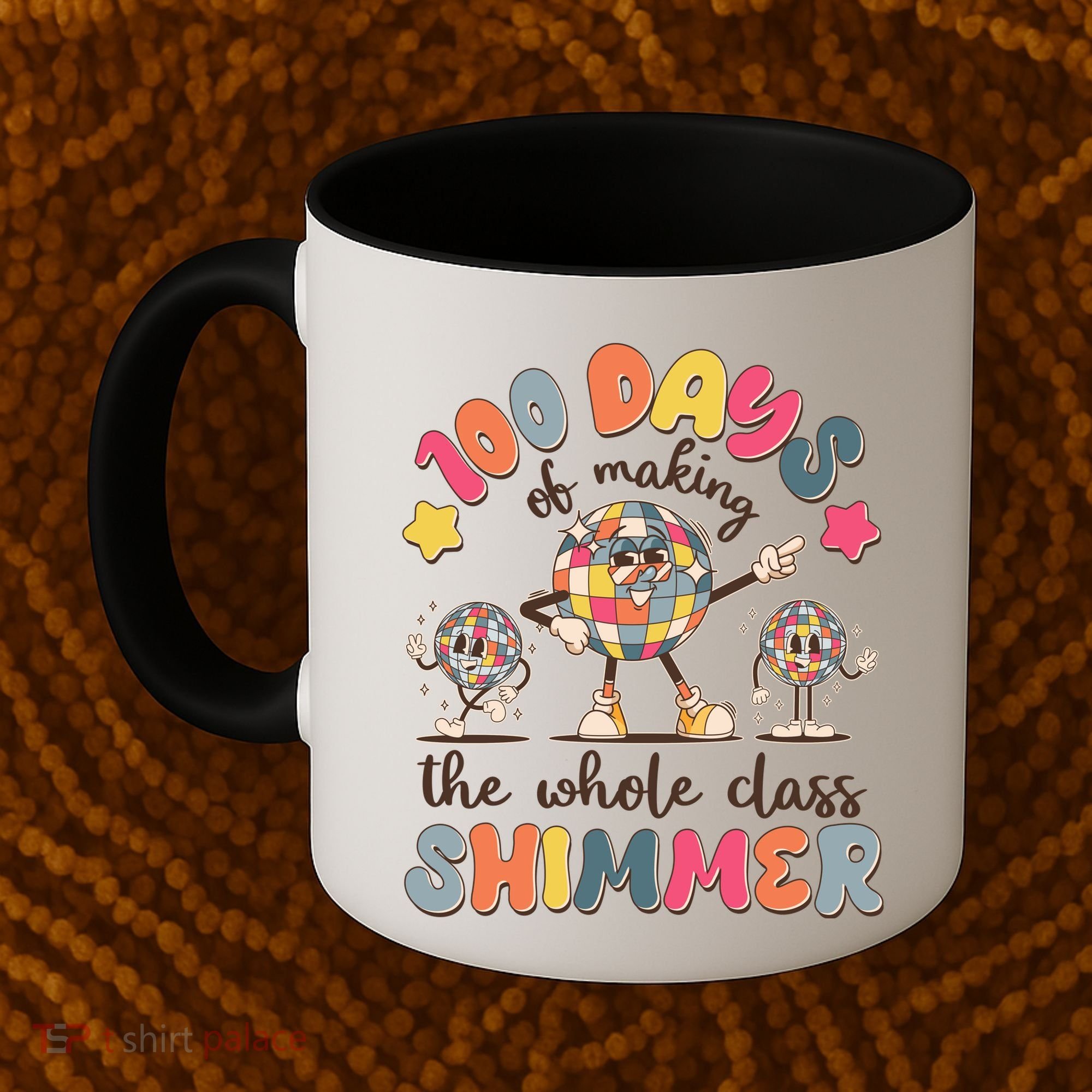 Retro 100 Days Of Making The Whole Class Shimmer Disco Ball Coffee Mug