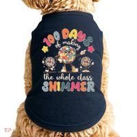 Retro 100 Days Of Making The Whole Class Shimmer Disco Ball Doggie Tank thumb 0