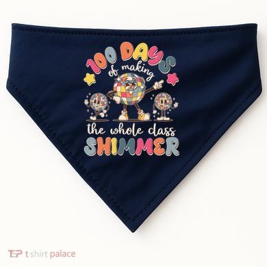 Retro 100 Days Of Making The Whole Class Shimmer Disco Ball USA-Made Doggie Bandana
