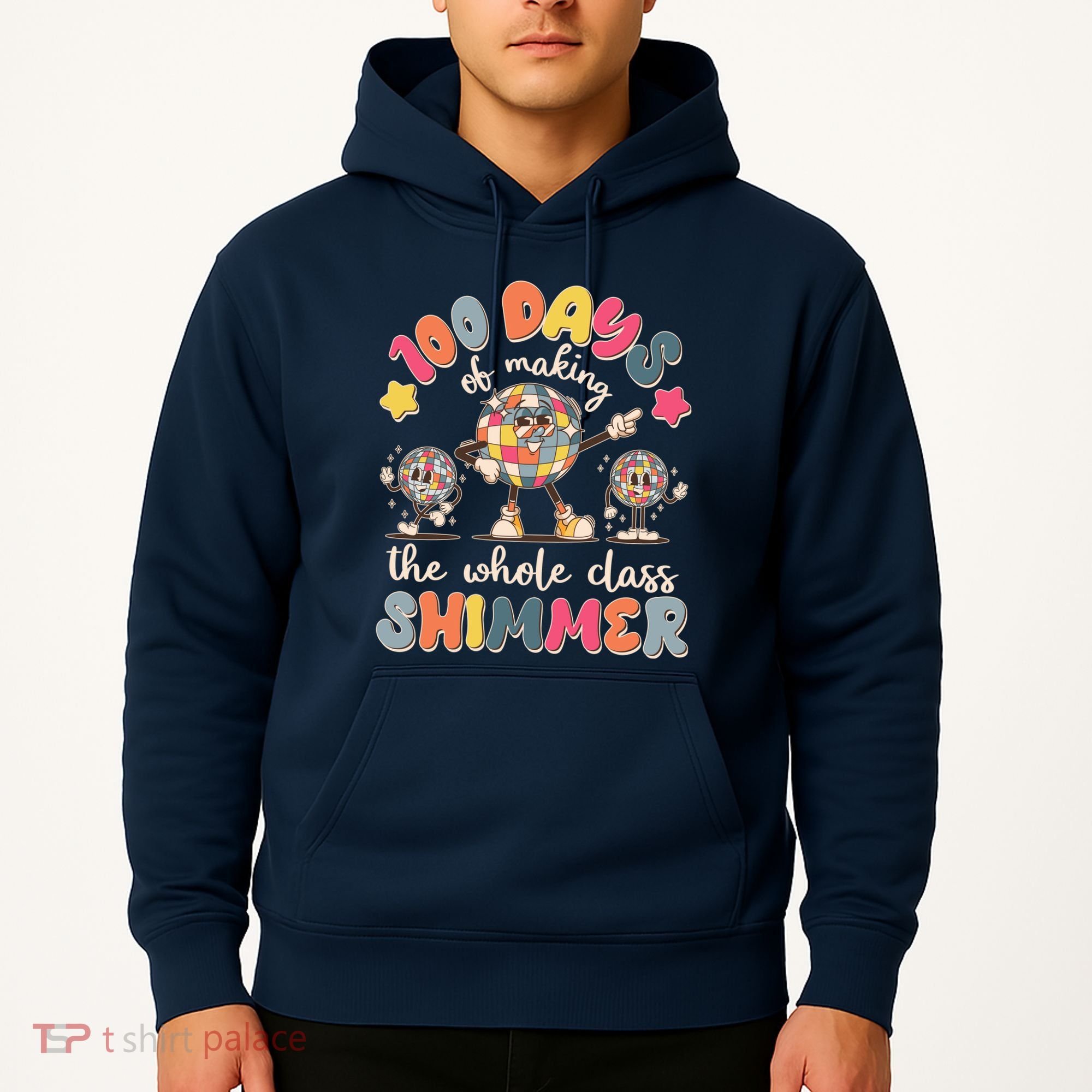 Retro 100 Days Of Making The Whole Class Shimmer Disco Ball Hoodie