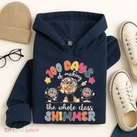 Retro 100 Days Of Making The Whole Class Shimmer Disco Ball Hoodie thumb 4