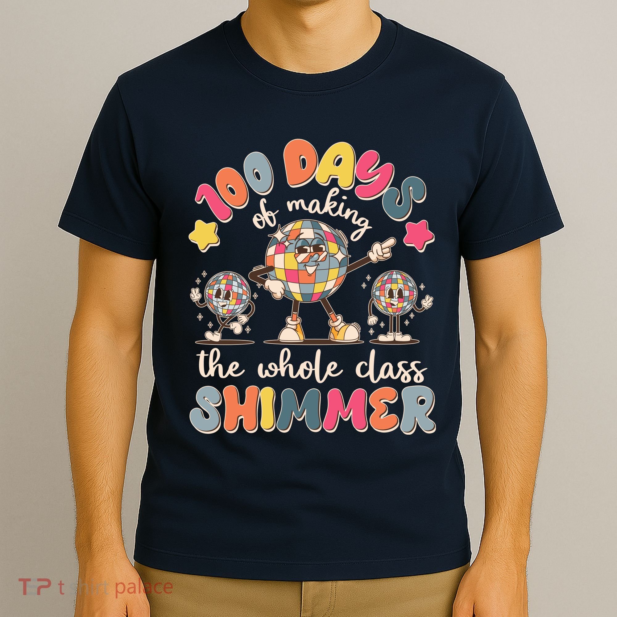 Retro 100 Days Of Making The Whole Class Shimmer Disco Ball T-Shirt