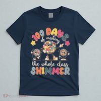 Retro 100 Days Of Making The Whole Class Shimmer Disco Ball T-Shirt thumb 5