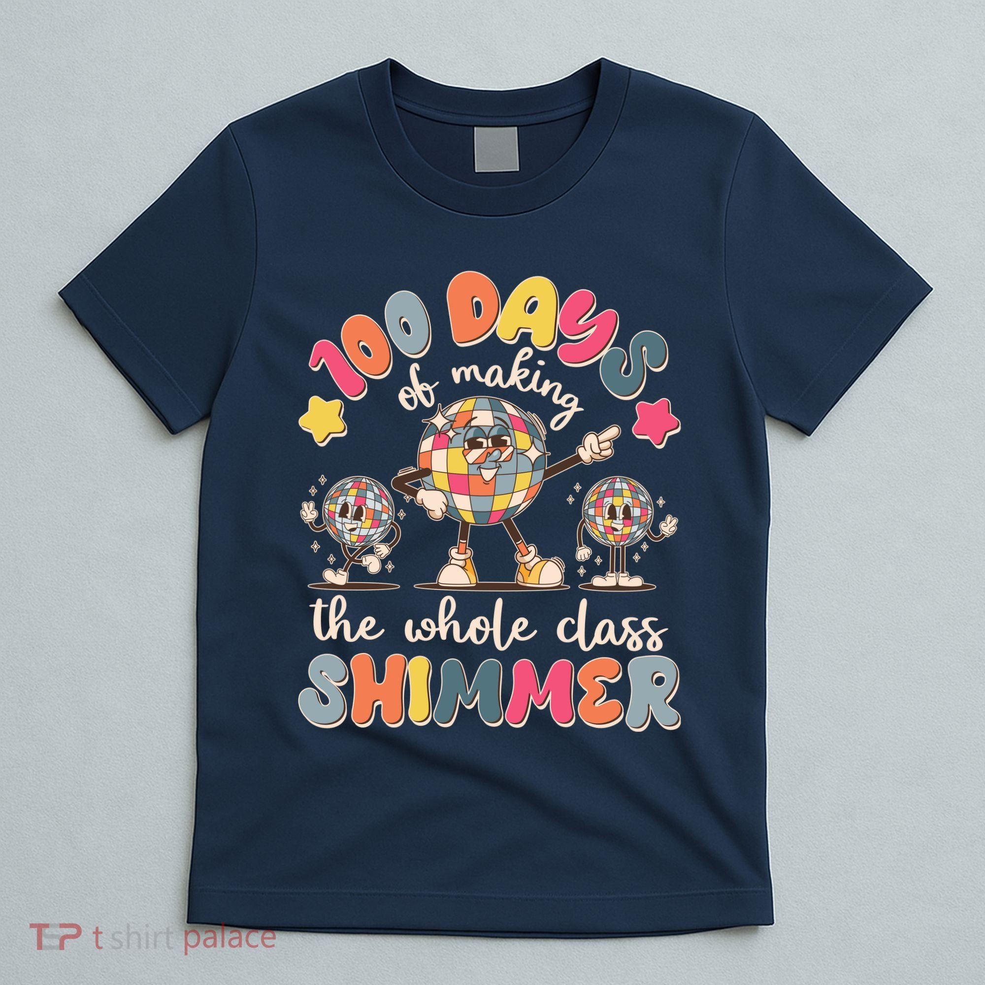 Retro 100 Days Of Making The Whole Class Shimmer Disco Ball T-Shirt