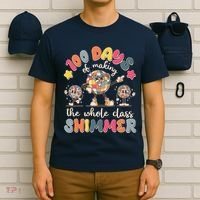 Retro 100 Days Of Making The Whole Class Shimmer Disco Ball T-Shirt thumb 6
