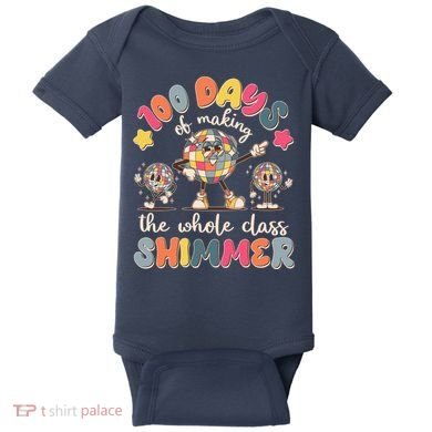 Retro 100 Days Of Making The Whole Class Shimmer Disco Ball Baby Bodysuit
