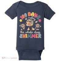 Retro 100 Days Of Making The Whole Class Shimmer Disco Ball Baby Bodysuit thumb 0