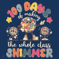 Retro 100 Days Of Making The Whole Class Shimmer Disco Ball Baby Bodysuit thumb 2