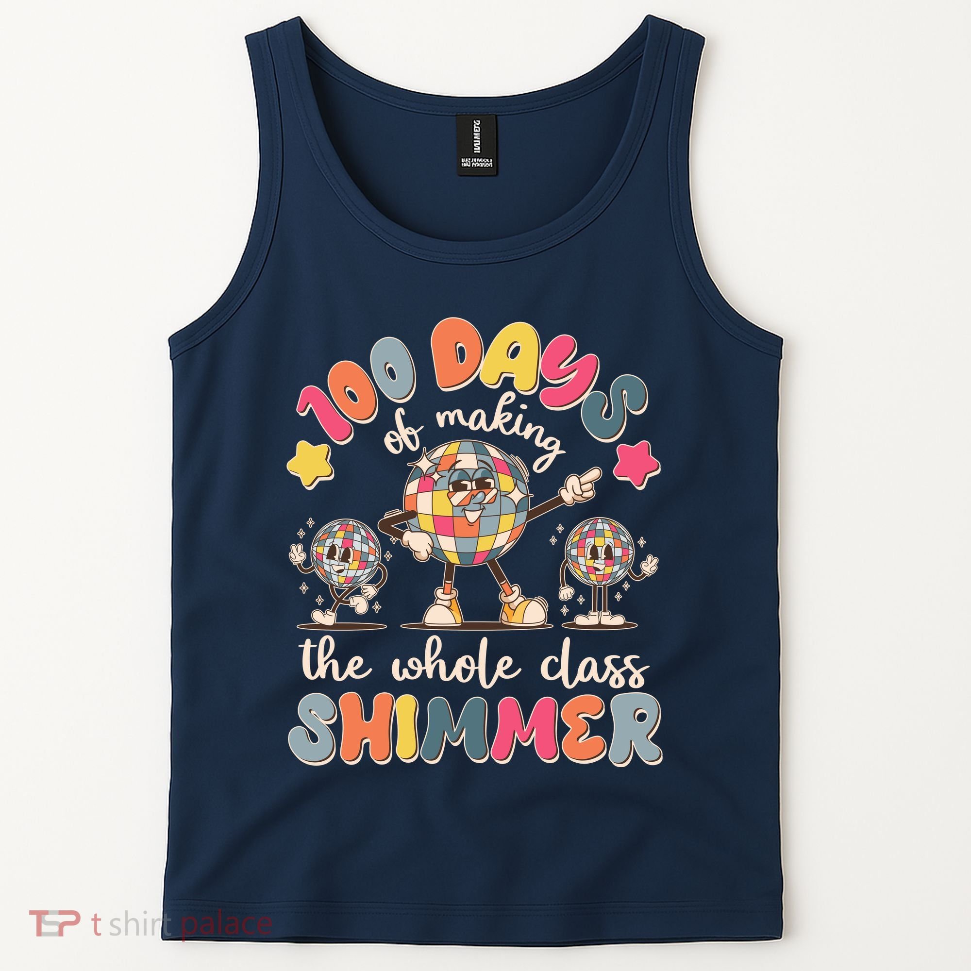 Retro 100 Days Of Making The Whole Class Shimmer Disco Ball Tank Top