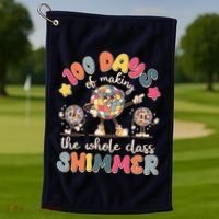 Retro 100 Days Of Making The Whole Class Shimmer Disco Ball Golf Towel thumb 1