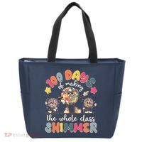 Retro 100 Days Of Making The Whole Class Shimmer Disco Ball Tote Bag thumb 0