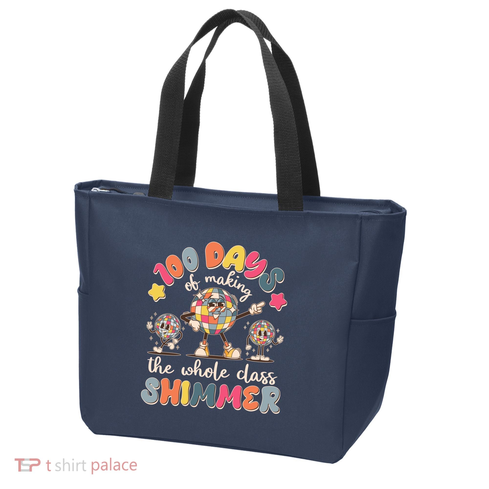 Retro 100 Days Of Making The Whole Class Shimmer Disco Ball Tote Bag