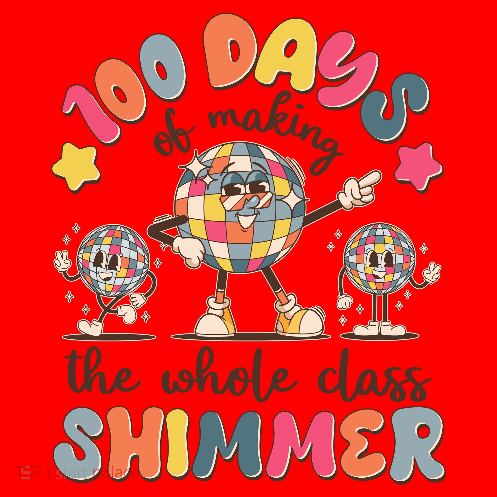 Retro 100 Days Of Making The Whole Class Shimmer Disco Ball Santa Hat