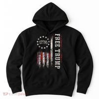Retro 1776 Free Trump American Flag Hoodie thumb 0