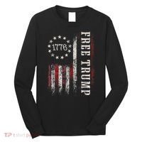 Retro 1776 Free Trump American Flag Long Sleeve Shirt thumb 0
