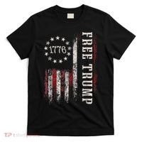 Retro 1776 Free Trump American Flag T-Shirt thumb 0