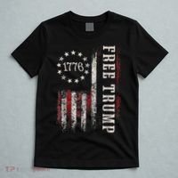 Retro 1776 Free Trump American Flag T-Shirt thumb 5