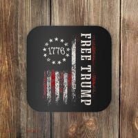 Retro 1776 Free Trump American Flag Coaster thumb 0