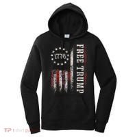 Retro 1776 Free Trump American Flag Women's Hoodie thumb 0