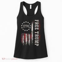 Retro 1776 Free Trump American Flag Women's Tank Top thumb 0