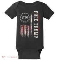 Retro 1776 Free Trump American Flag Baby Bodysuit thumb 0
