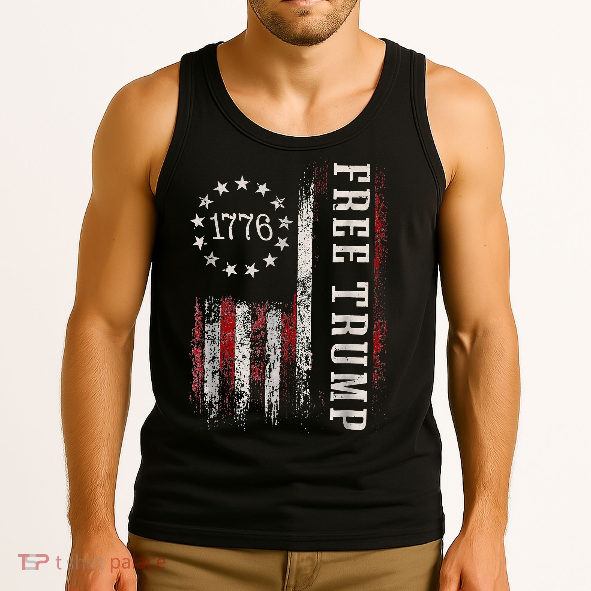 Retro 1776 Free Trump American Flag Tank Top