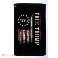 Retro 1776 Free Trump American Flag Golf Towel thumb 0