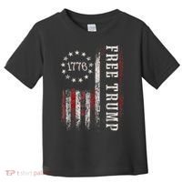 Retro 1776 Free Trump American Flag Toddler T-Shirt thumb 0