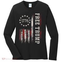Retro 1776 Free Trump American Flag Women's Long Sleeve Shirt thumb 0